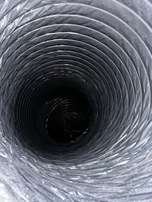 Clean flex duct interior after cleaning