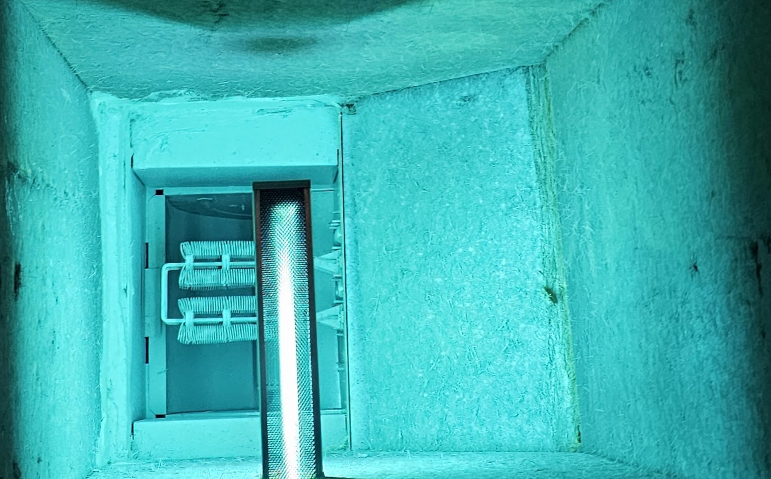 UV germicidal light installed inside duct system